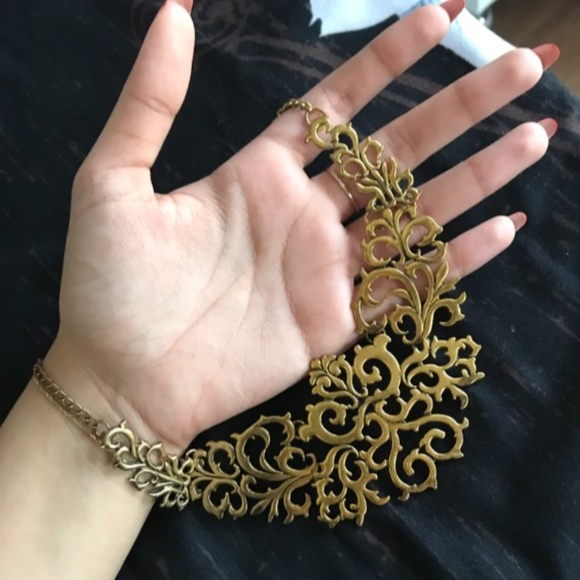 Gold Vintage European Pattern Statement Necklace - Picture 8 of 8